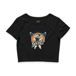 Im Just a Girl weightlifter graphic Crop Tee | vintage gym design