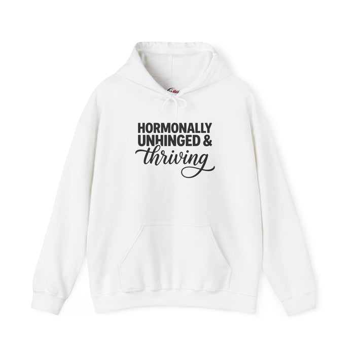Hormonally Unhinged & Thriving Hoodie | Womens Gym Hoodie | Cozy Mom Life Hoodie | Athleisure Sweatshirt