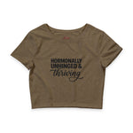 Hormonally Unhinged & Thriving Crop Tee | Perimenopause Shirt | Womens Fitted Crop Shirt | Cute Gym Outfit