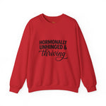 Hormonally Unhinged & Thriving Sweatshirt | Perimenopause Crewneck | Womens Gym Sweatshirt | Cozy Mom Life Crewneck