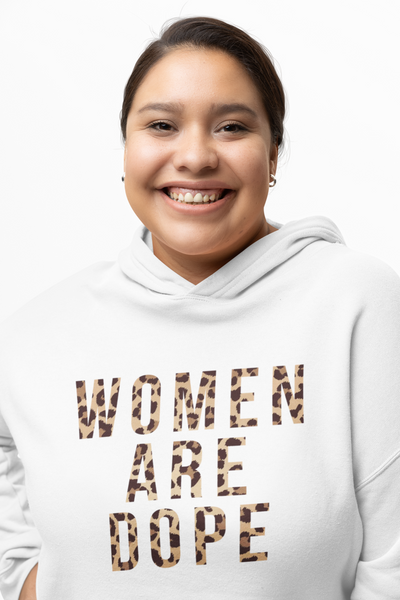 Women Are Dope Cropped Hoodie Leopard Print | Crop Hoodie | Trendy Women Sweatshirt | Girl Power Hoodie | Empowering Women Clothing | HMHC