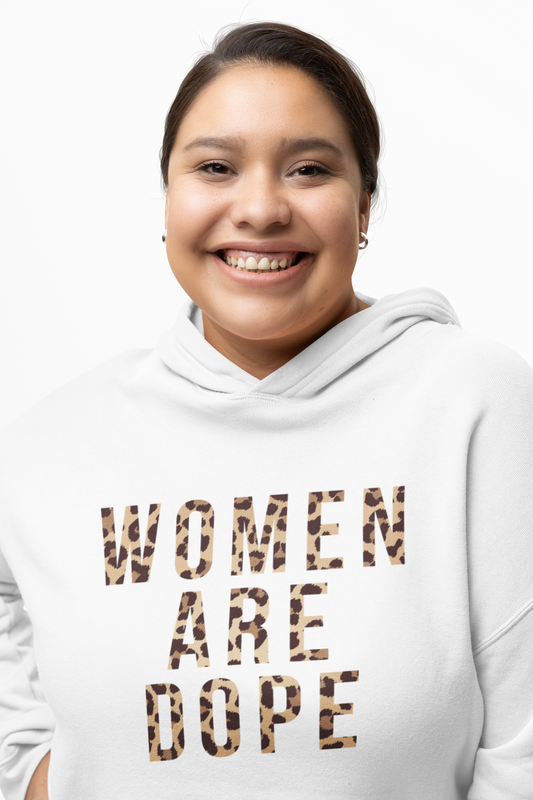 Women Are Dope Cropped Hoodie Leopard Print | Crop Hoodie | Trendy Women Sweatshirt | Girl Power Hoodie | Empowering Women Clothing | HMHC