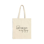 Lift Heavy or Cry Trying Tote Bag | Gym Tote Bag Women | Canvas Workout Bag | Fitness Tote | Reusable Market Bag | HMHC
