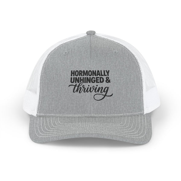 Hormonally Unhinged & Thriving Trucker Hat | Perimenopause | Mesh Hat Snapback | HMHC