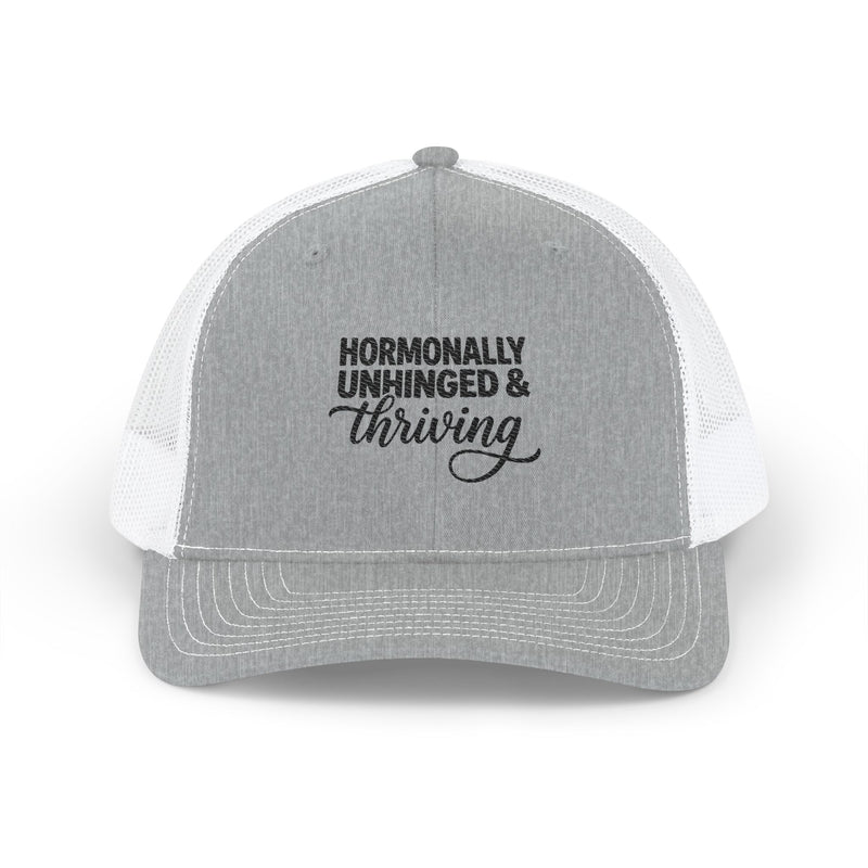 Hormonally Unhinged & Thriving Trucker Hat | Perimenopause | Mesh Hat Snapback | HMHC