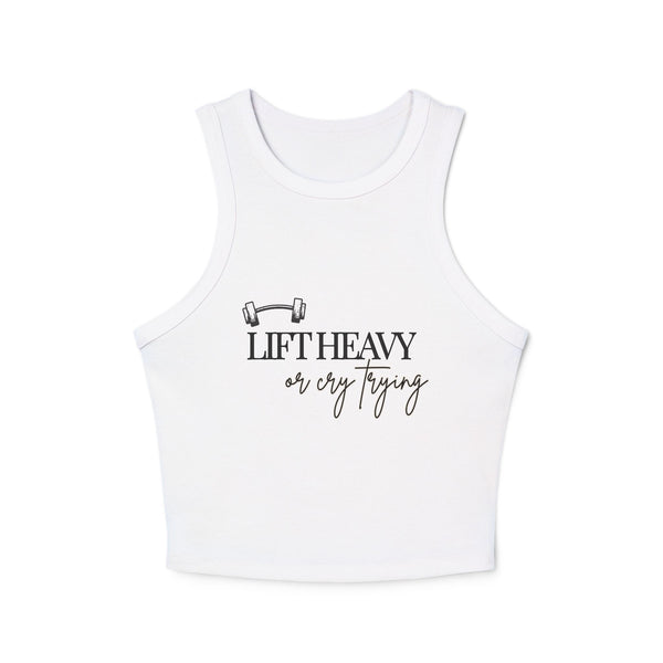 Lift Heavy or Cry Trying Racerback Tank | Gym Tank Women | Fitted Ribbed Tank Top | Workout Tank | Fitness Apparel Women | HMHC