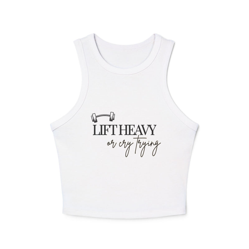 Lift Heavy or Cry Trying Racerback Tank | Gym Tank Women | Fitted Ribbed Tank Top | Workout Tank | Fitness Apparel Women | HMHC