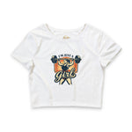 Im Just a Girl weightlifter graphic Crop Tee | vintage gym design