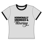 Hormonally Unhinged & Thriving Ringer Tee| Menopause Tee | Retro Gym Girl Shirt