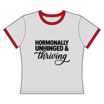 Hormonally Unhinged & Thriving Ringer Tee| Menopause Tee | Retro Gym Girl Shirt